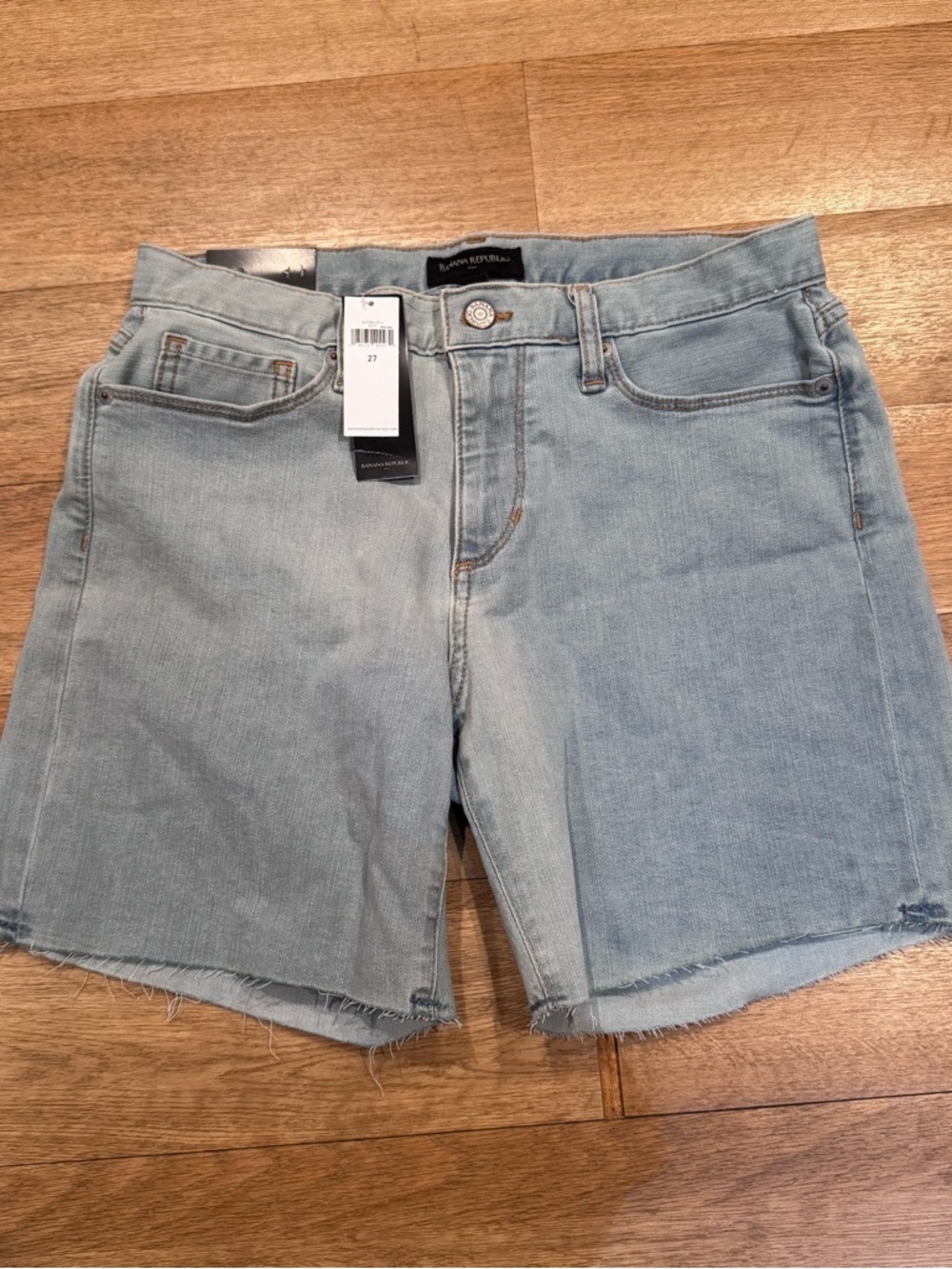 Banana Republic Pale Blue Raw-Hem Denim Shorts
